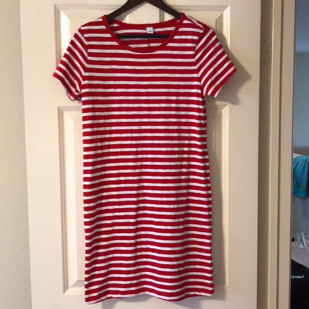 Old Navy red and white striped knit dress